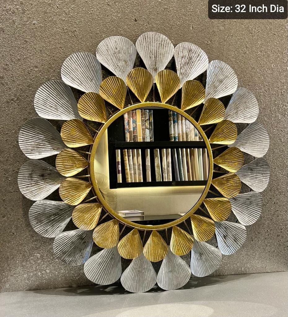 Kartgo Blooming Petals Handcrafted Gold Wall Mirror - Image 2