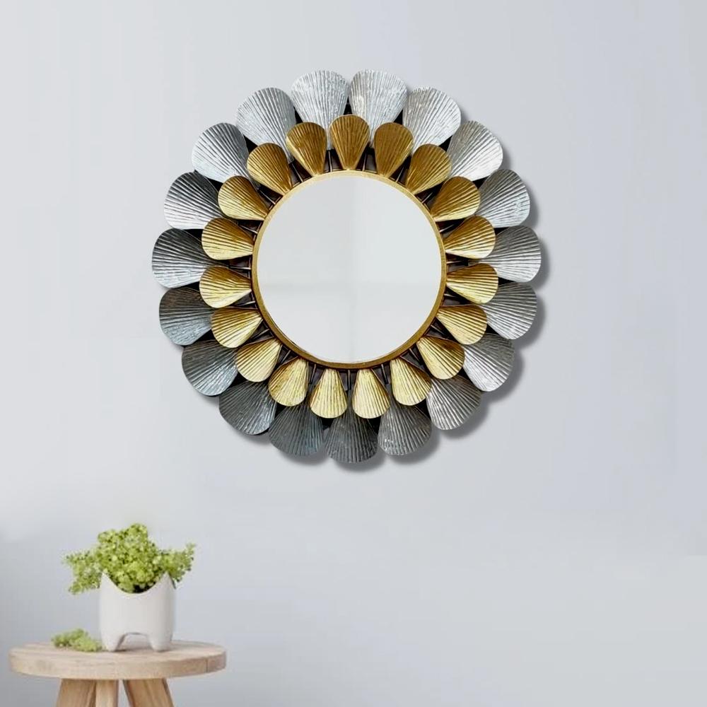 Kartgo Blooming Petals Handcrafted Gold Wall Mirror - Image 3