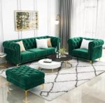 Kartgo Royal Emerald Velvet Chesterfield Sofa Set