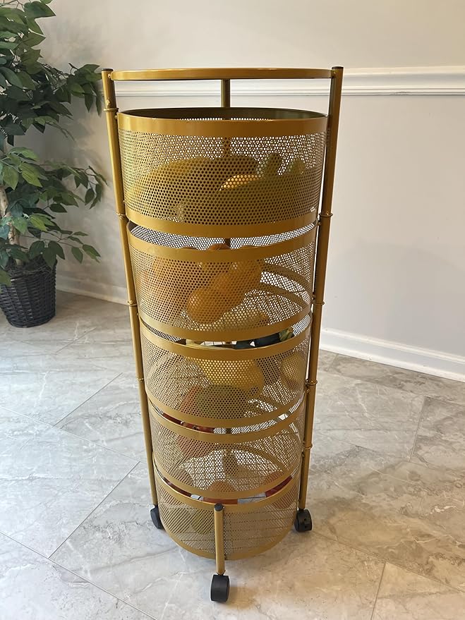 Kartgo 5-Tier Rotating Metal Fruit & Vegetable Basket - Image 3