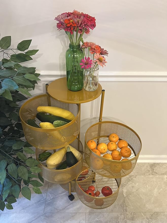 Kartgo 5-Tier Rotating Metal Fruit & Vegetable Basket - Image 2
