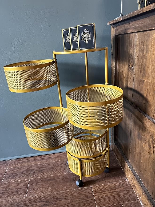 Kartgo 5-Tier Rotating Metal Fruit & Vegetable Basket - Image 4