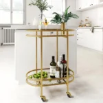 Kartgo Oval Rolling Bar Cart (Minimalist Gold Service Trolley)
