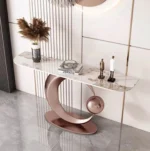 Crescent Moon Console Table with Marble Top – Modern Luxury Entryway Table | Kartgo