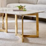 Kartgo Luxury Marble Centre Table (Sculptural Gold "Trident" Base)