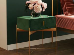 Kartgo Side Table with Gold Cross-Frame Base