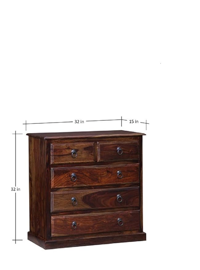 Kartgo Classic Sheesham Wood 5-Drawer Chest of Drawers - Image 2