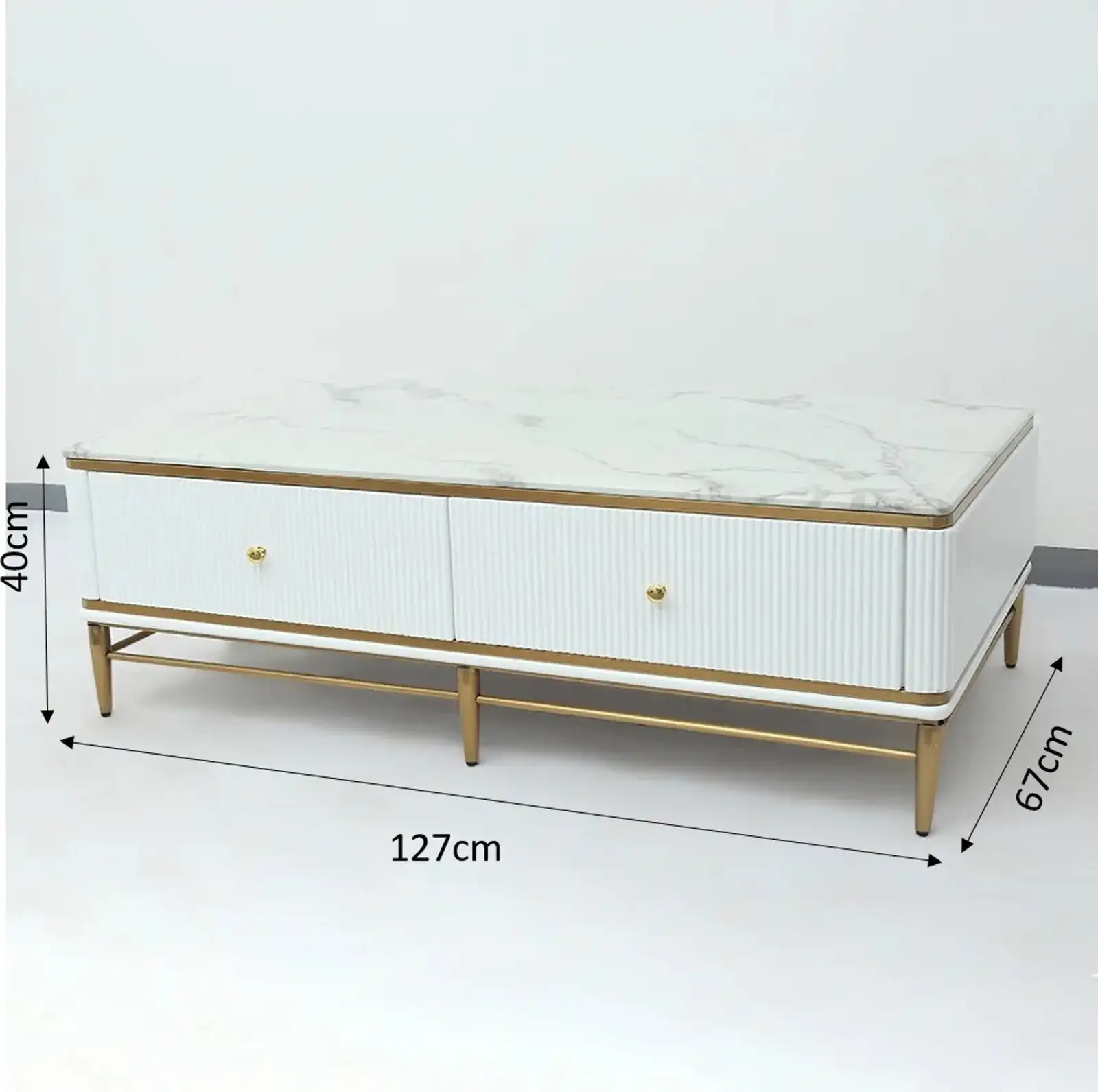 Kartgo Grand Luxe White & Gold Center Table - Image 2