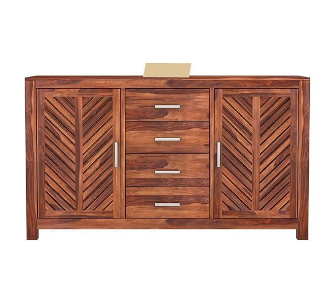 Kartgo Chevron-Patterned Sheesham Wood Sideboard & Buffet - Image 3