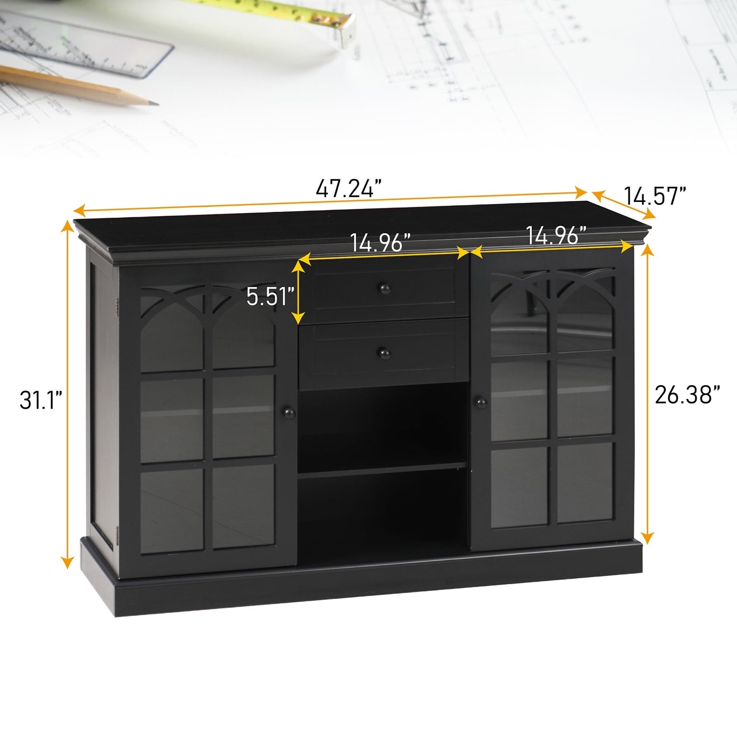 Kartgo Heritage 2-Door Kitchen Sideboard & Buffet Server - Image 2
