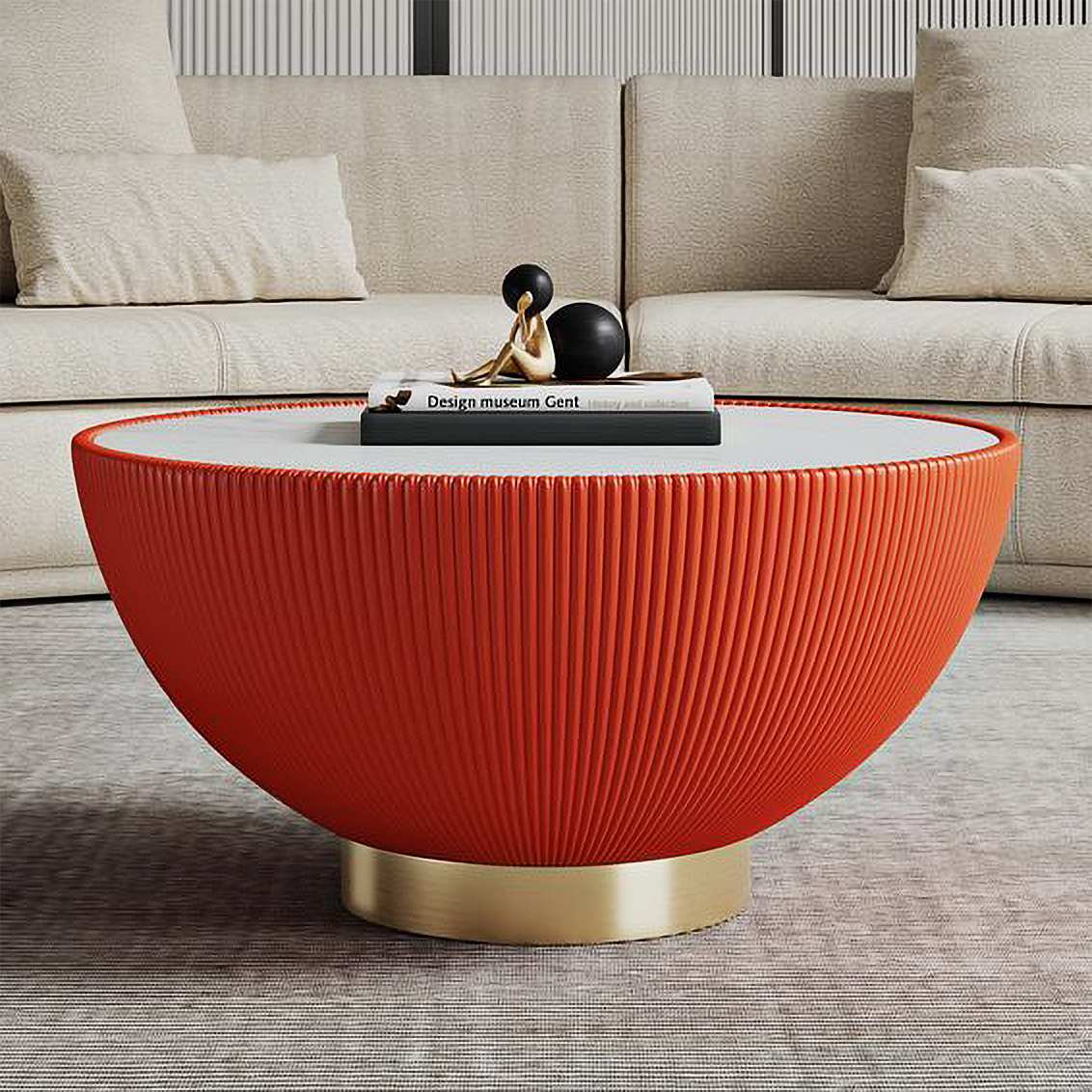 Kartgo Modern Ribbed Drum Tables - Set of 2 - Image 4