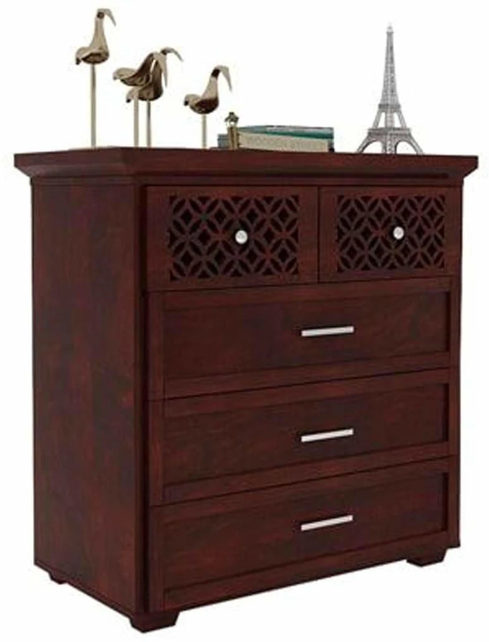 Kartgo elegant Mahogany Finish Sheesham Wood 4-Drawer Chest - Image 4