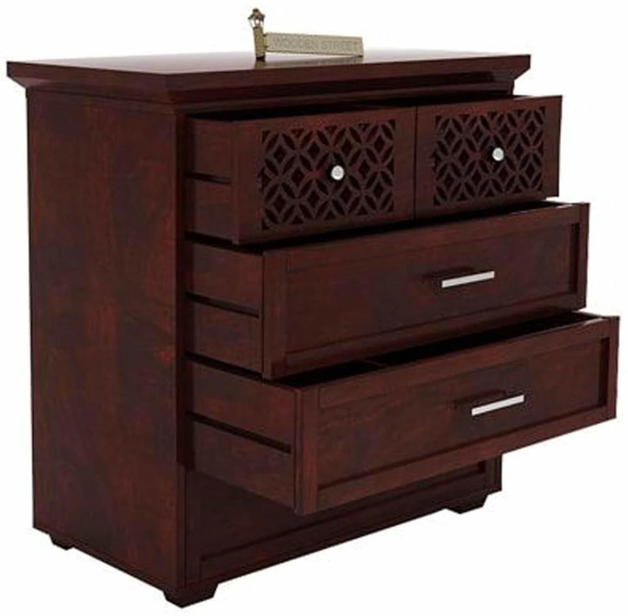Kartgo elegant Mahogany Finish Sheesham Wood 4-Drawer Chest - Image 3