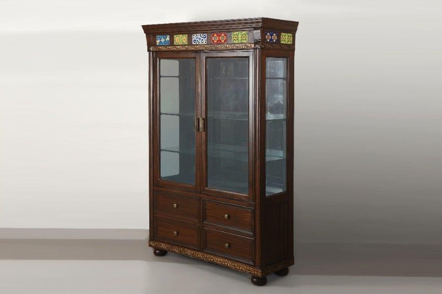 Kartgo Royal Ujjaiyani Sheesham Wood Display Almirah with Ceramic Tiles - Image 5