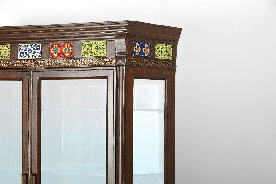 Kartgo Royal Ujjaiyani Sheesham Wood Display Almirah with Ceramic Tiles - Image 4