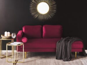 Kartgo Velvet Chaise Lounge Sofa - Maroon