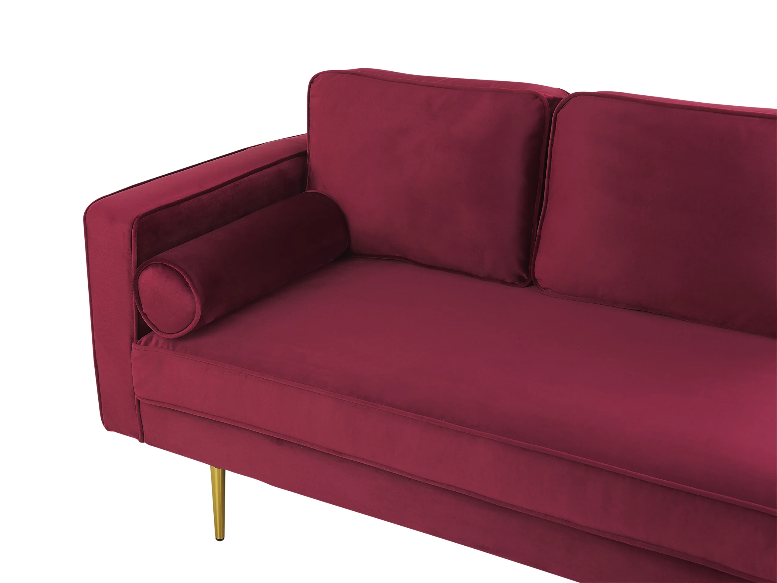 Kartgo Velvet Chaise Lounge Sofa - Maroon - Image 5