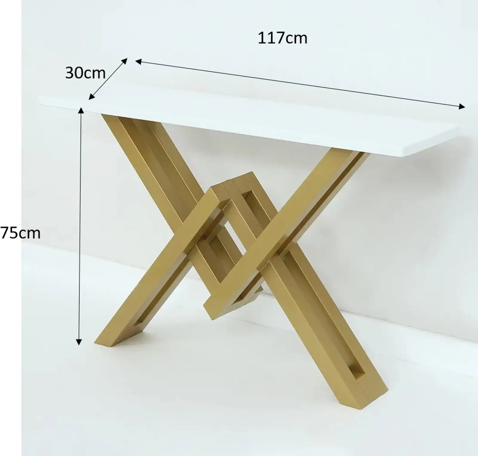 Kartgo Zenith Geometric Console Table (White & Gold) - Image 2