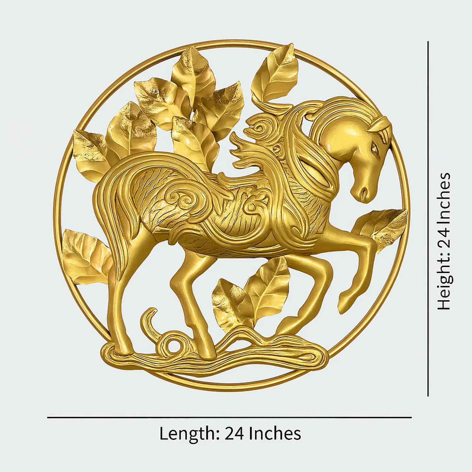 Kartgo Ethereal Stallion Metal Wall Art (Gold Leaf & LED Backlit) - Image 3