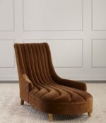 Kartgo The Espresso Velvet Channel-Tufted Chaise Lounge