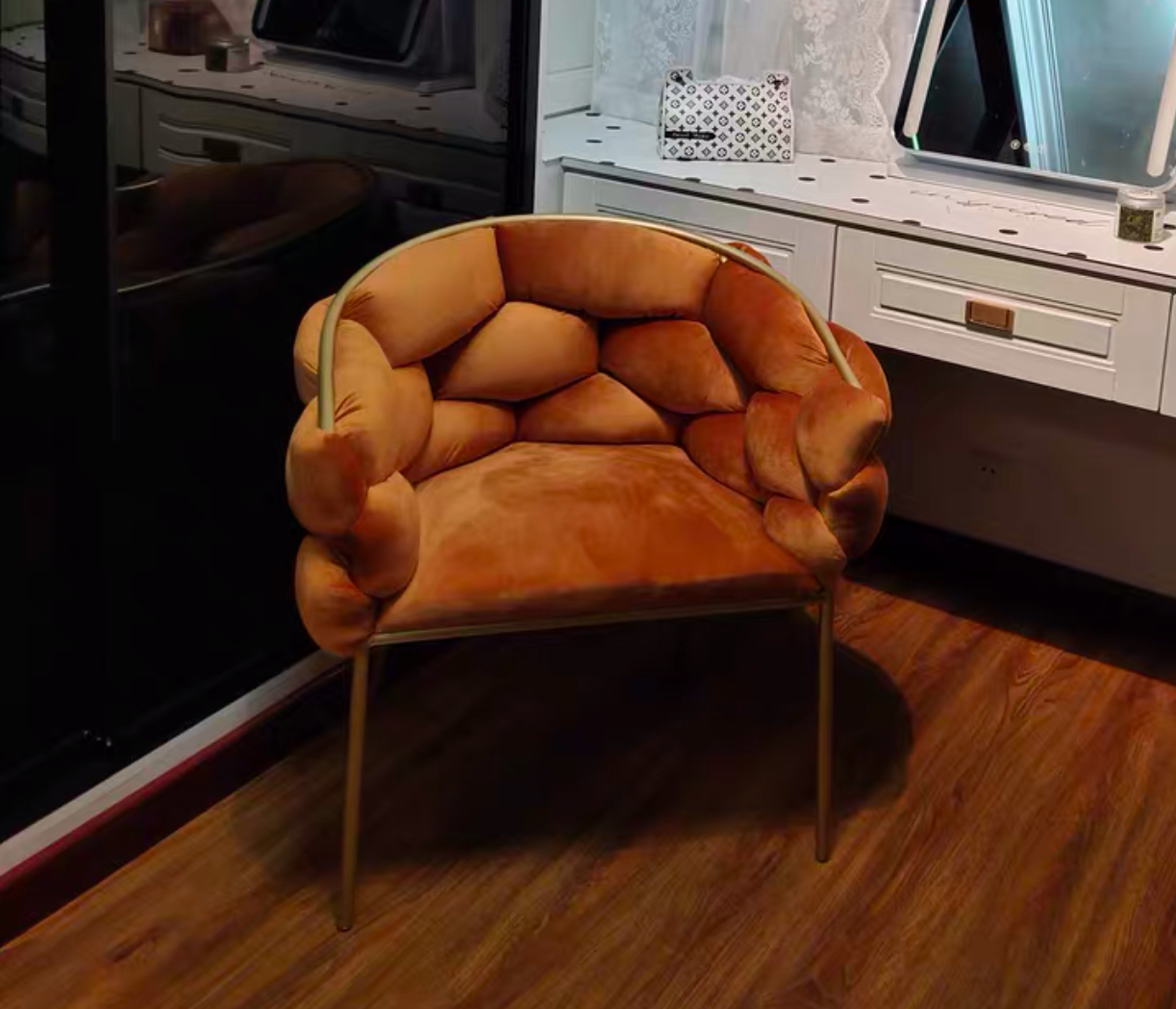 Kartgo Serene Bubble Accent Chair (Beige Velvet) - Image 2