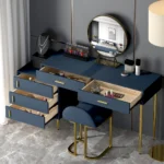 Kartgo Azure Royale Dressing Table Set (Midnight Blue & Gold Accents)