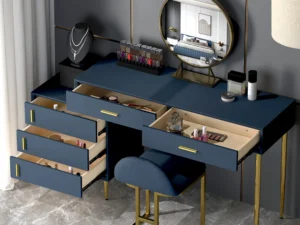 Kartgo Azure Royale Dressing Table Set (Midnight Blue & Gold Accents)