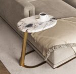 Kartgo Ellipse C-Side Table (Calacatta Marble & Matte Gold)