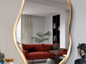 Kartgo Organic Fluid Pebble Wall Mirror (Satin Gold)