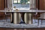 Kartgo Oval Marble Dining Table (Sculptural Metallic Base)