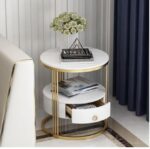 Kartgo Sovereign Pillar Side Table (Marble & Integrated Drawer)