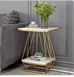 Kartgo Prism Tier Side Table (Marble & Gold Geometric)