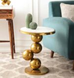 Kartgo Orbiter Sculptural Side Table (Marble & Gold Spheres)