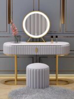 Kartgo Azure Oval Vanity Set (Midnight Blue & Fluted Leather)