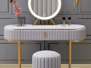 Kartgo Azure Oval Vanity Set (Midnight Blue & Fluted Leather)