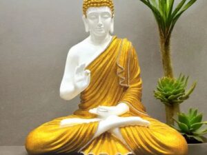 Kartgo Abhaya Mudra Divine Buddha 2 Feet Golden (Pure White & Golden Radiance)