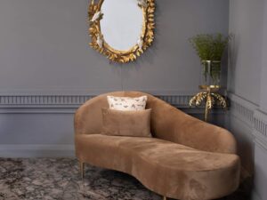 Kartgo Serpentine Velvet Chaise Lounge (Mink Gold)
