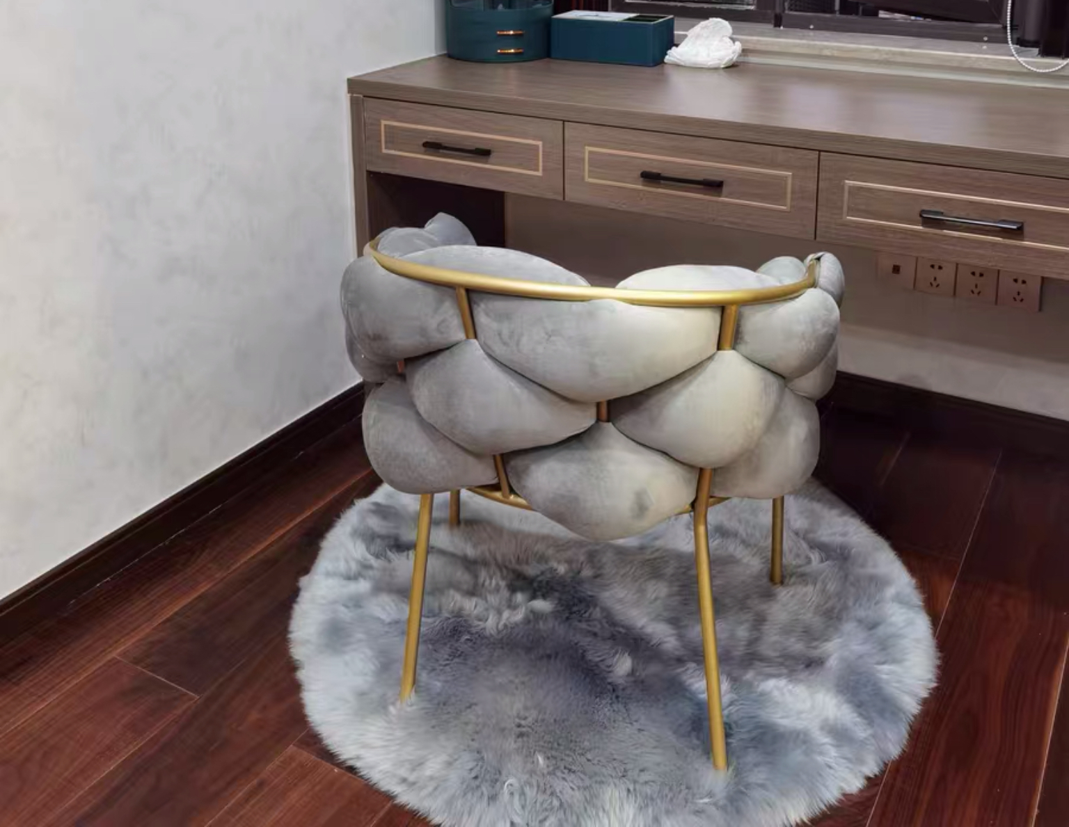 Kartgo Serene Bubble Accent Chair (Beige Velvet) - Image 5