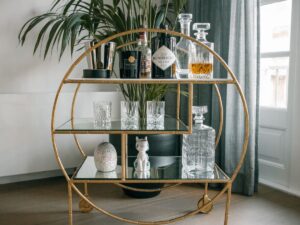 Kartgo Orbital Luxe Bar Trolley (Champagne Gold & Mirror Finish)