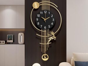 Kartgo Celestial Pendulum Wall Clock (Obsidian Black & Golden Muse)