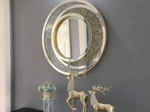 Kartgo Crystal Eclipse Triple-Orbit Wall Mirror (Silver & Gold Glamour)