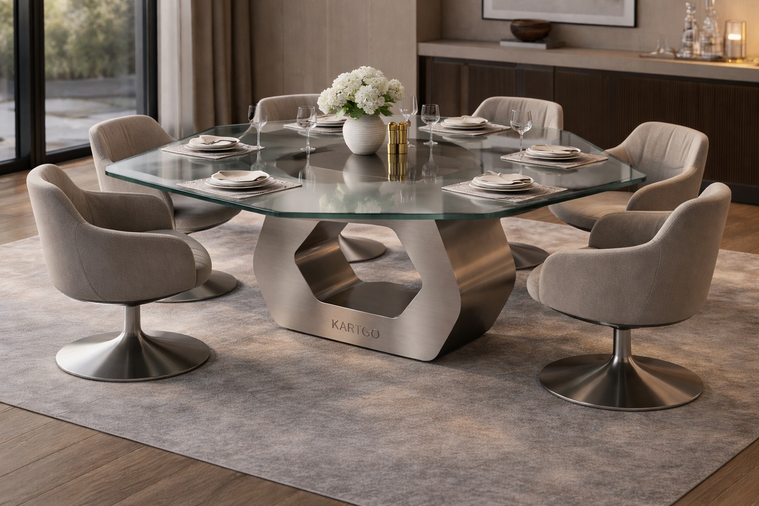 Kartgo Hexagonal Pedestal Dining Set