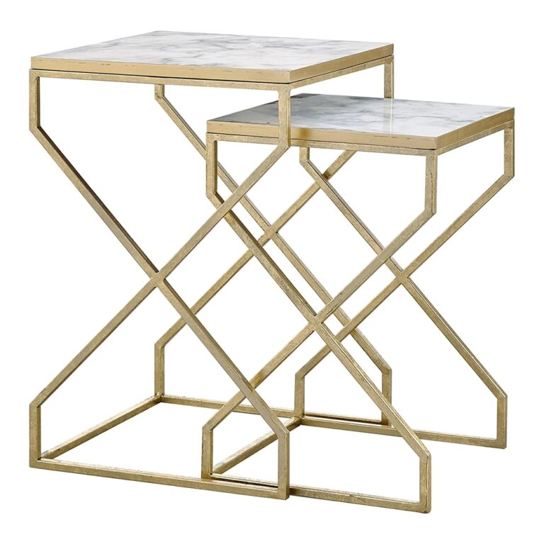 Kartgo Marble Nesting Side Tables (Geometric Gold Base) - Image 3