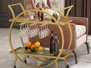 Kartgo Orbital Gold Bar Trolley (Dual-Tier & Glassware Rack)