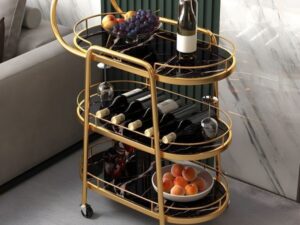 Kartgo Sovereign 3-Tier Bar Trolley (Nero Marquina & Gold)