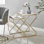 Kartgo Marble Nesting Side Tables (Geometric Gold Base)
