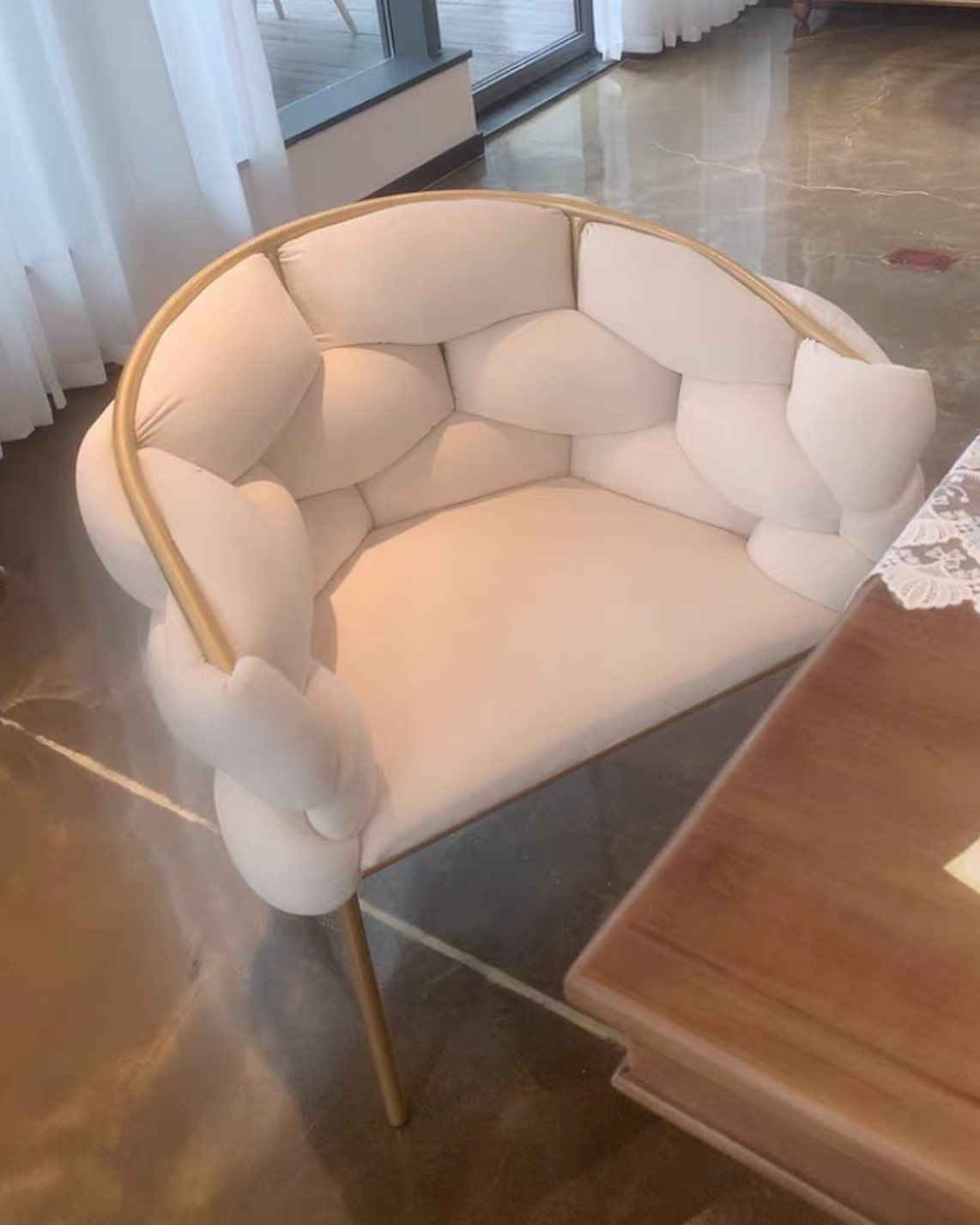 Kartgo Serene Bubble Accent Chair (Beige Velvet) - Image 3