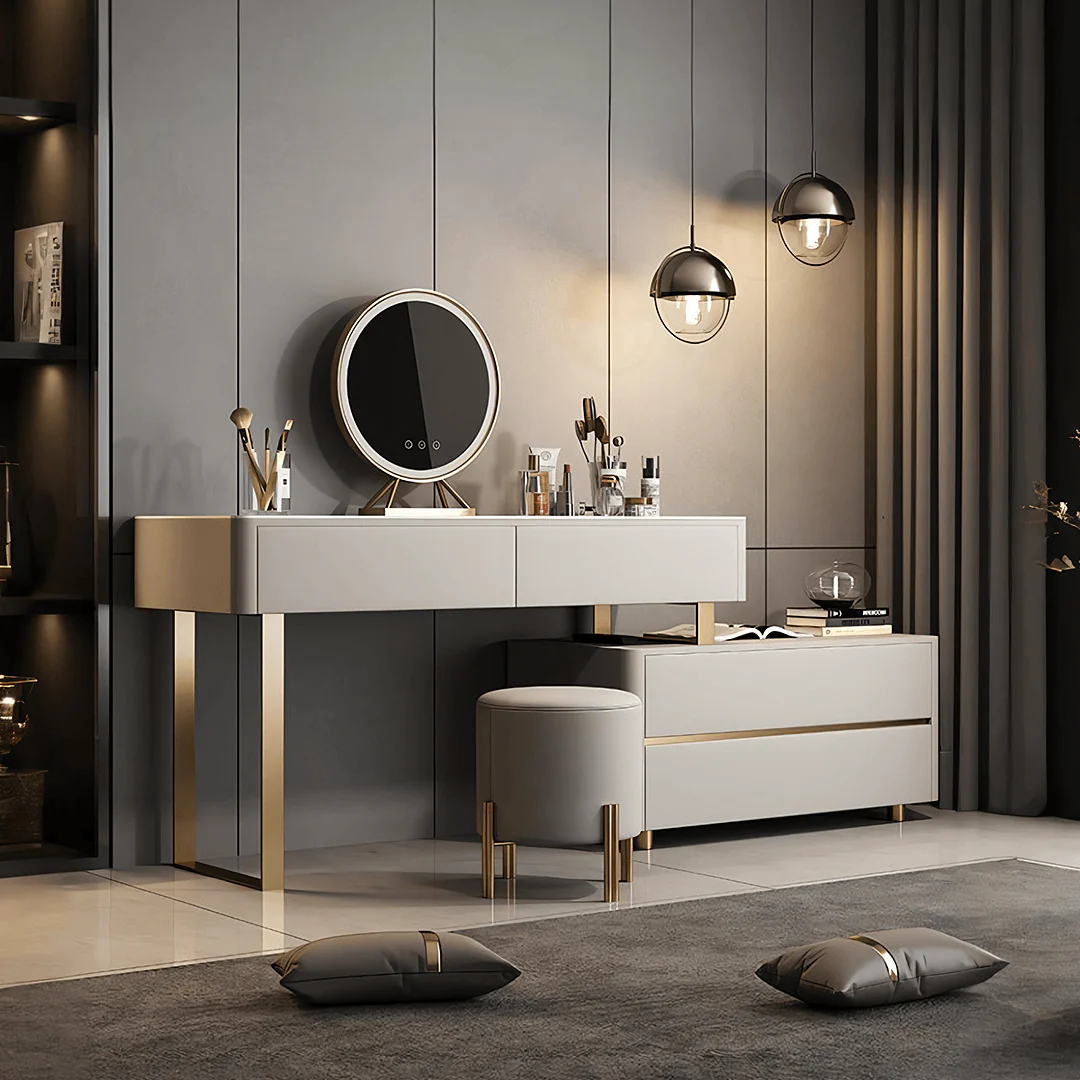 Kartgo Extendable Corner Dressing Table with Smart LED Mirror - Image 3