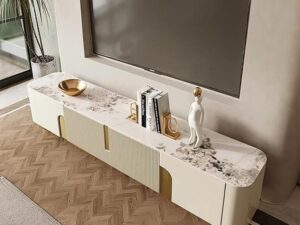 Kartgo Elegant Curved Marble TV Unit