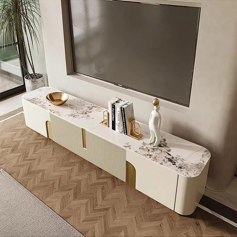 Kartgo Elegant Curved Marble TV Unit